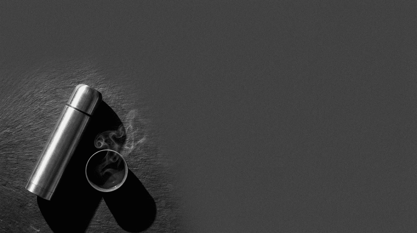 Chinese thermos and cup with rising steam